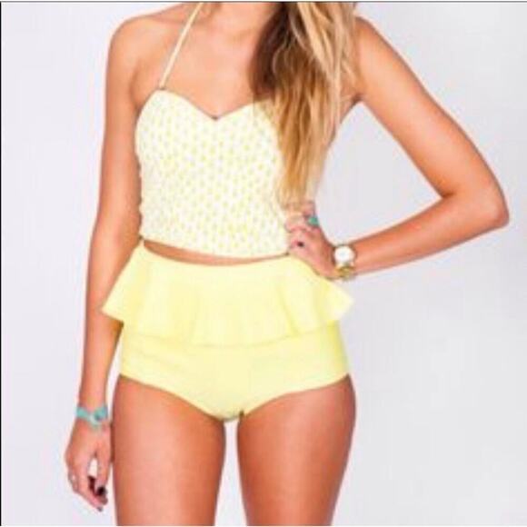 Kortni Jeane yellow pineapple tankini top size small - Picture 2 of 10